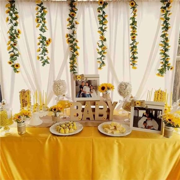 8pcs 60ft Artificial Sunflower Garlands Silk Yellow Sunflower Vines with Leaves - Picture 5 of 7